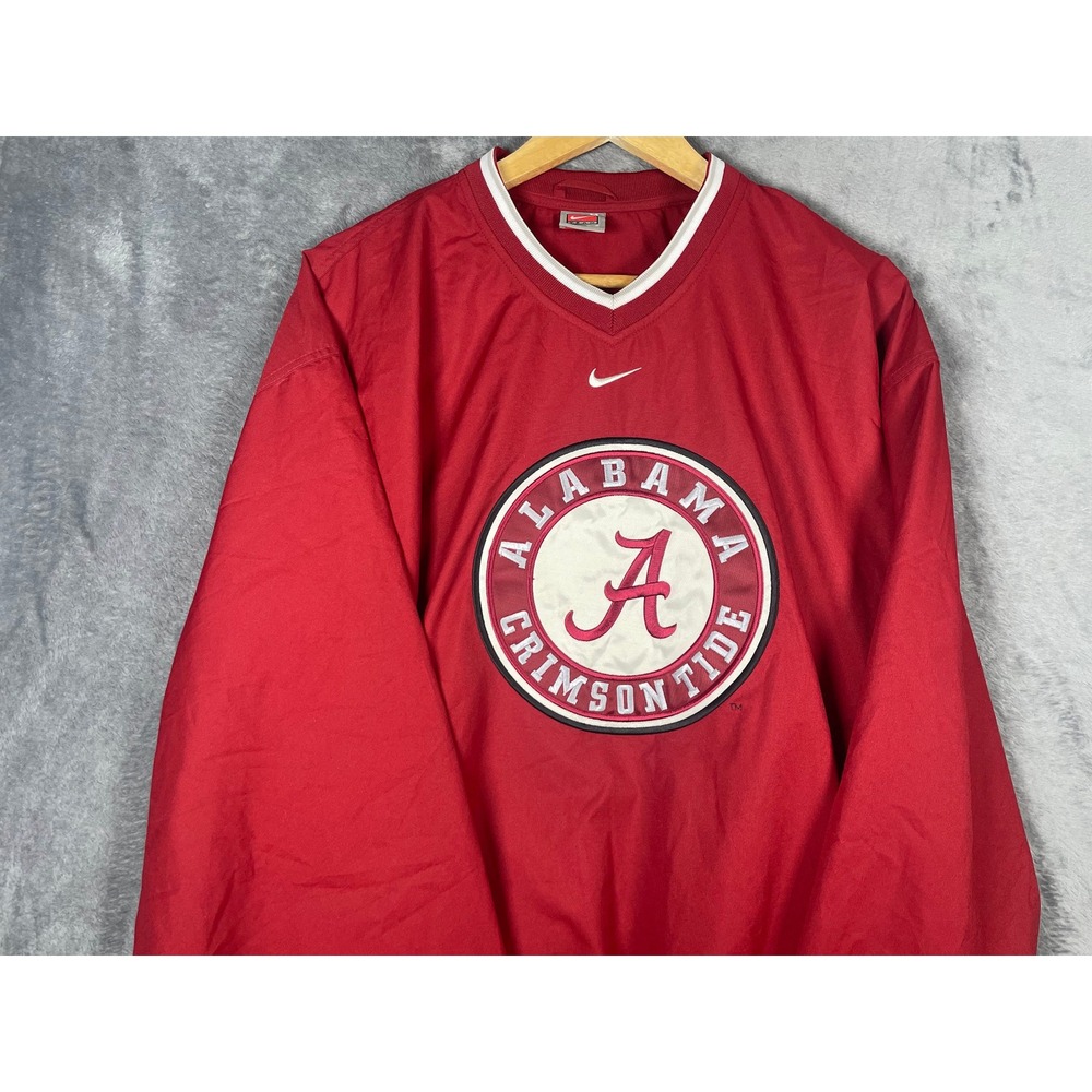 Nike Alabama Crimson Tide Mens Medium Red V-Neck Windshirt Pullover Jacket